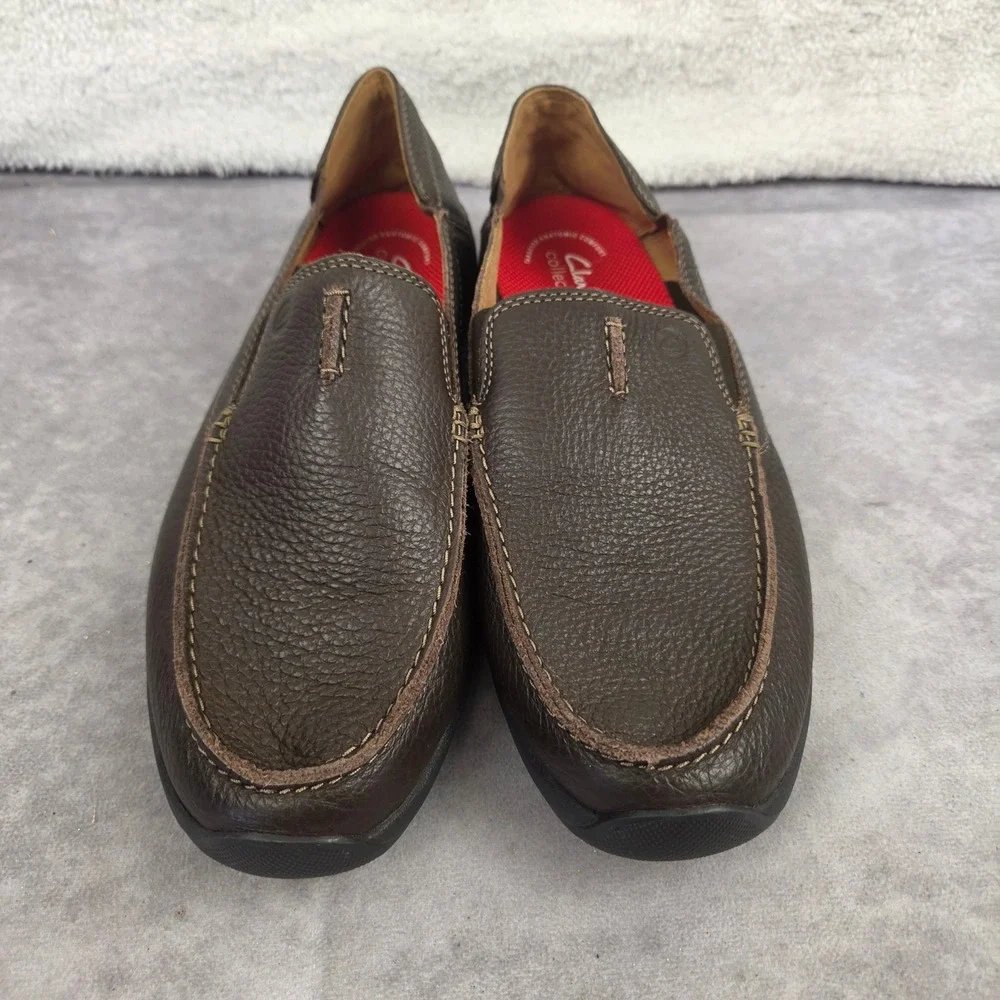 Nunn Bush Mens Brown Pebbled Leather Slip On Loafers Moc Toe Shoes S2441